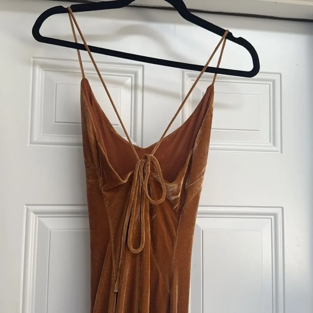 Muse Strapless Brown Dress Size XS Velvet Maxi - Picture 4 of 4